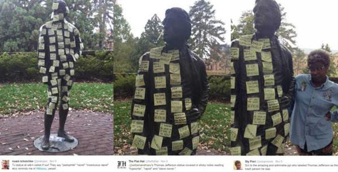 Students Defile Thomas Jeffersons Statue at William and Mary University